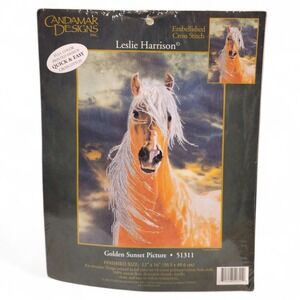VTG Candamar Designs Leslie Harrison Golden Sunset Horse Cross Stitch Kit 51311